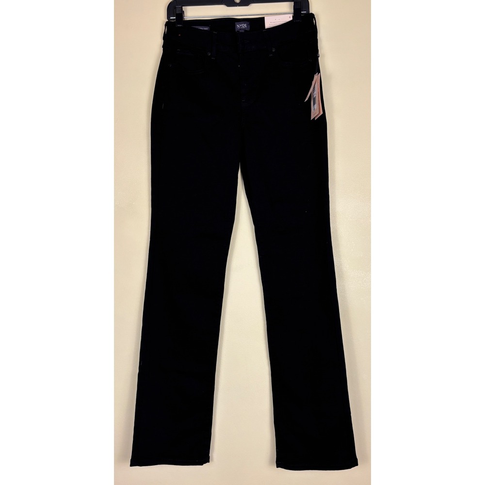 NWT NYDJ Marilyn Straight Leg Jeans Black Women Size 6 Casual Office High Rise - Picture 3 of 16